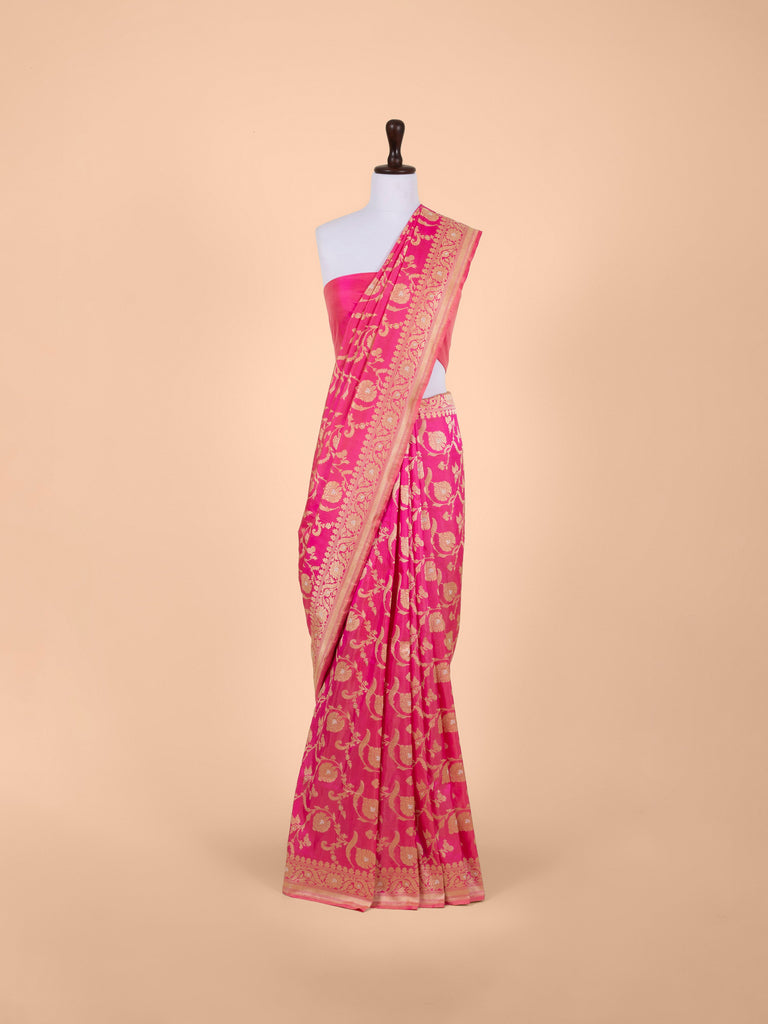 Handwoven Pink Silk Saree