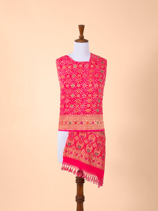 Handwoven Pink Georgette Dupatta