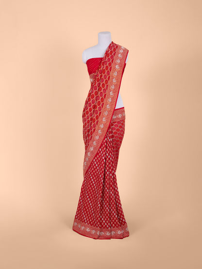 Handwoven Red Georgette Saree