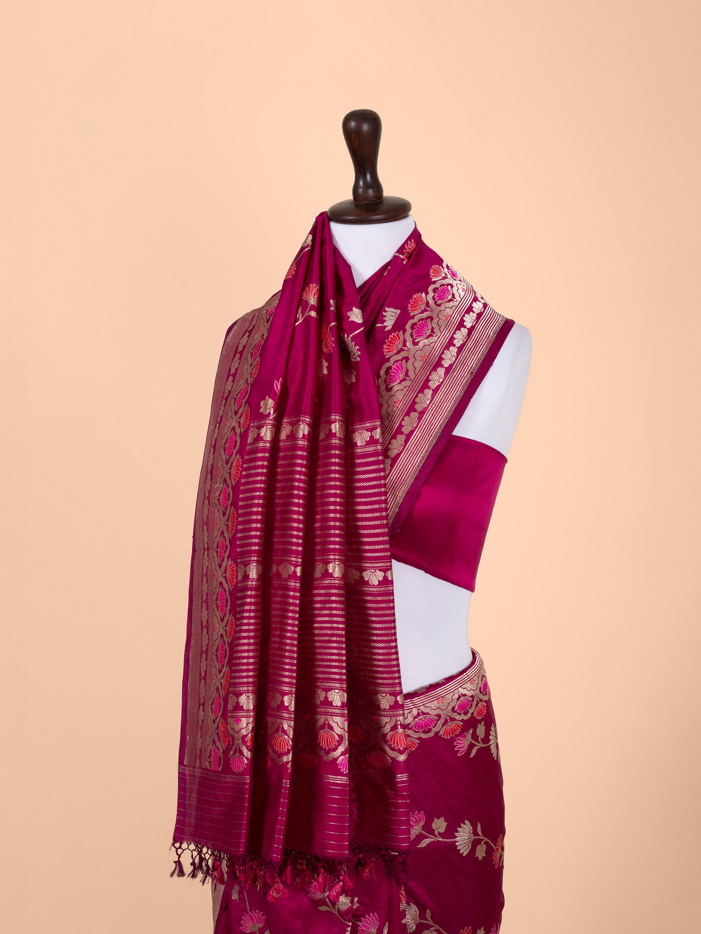 Handwoven Burgundy Silk Sari