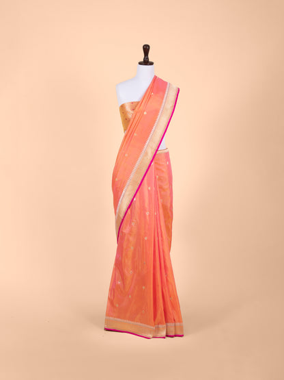 Handwoven Peach Silk Saree