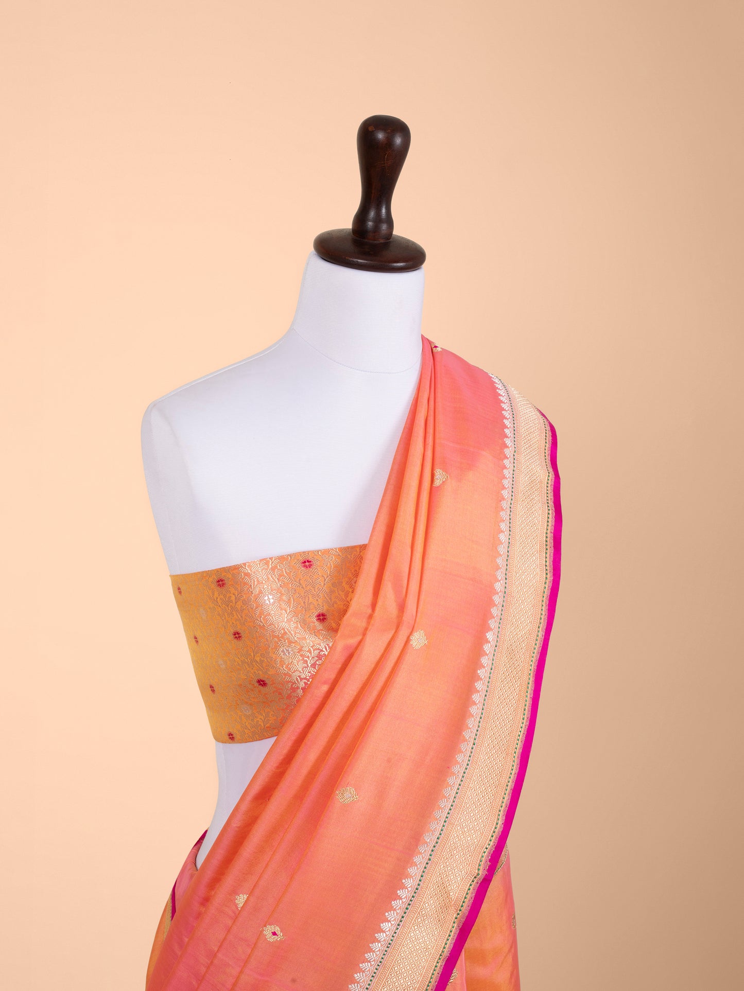 Handwoven Peach Silk Saree