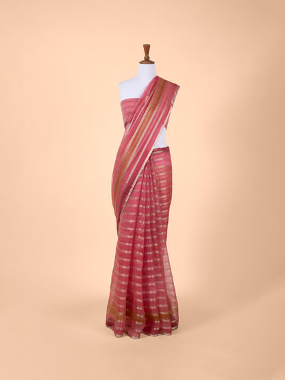 Handwoven Red Organza Saree