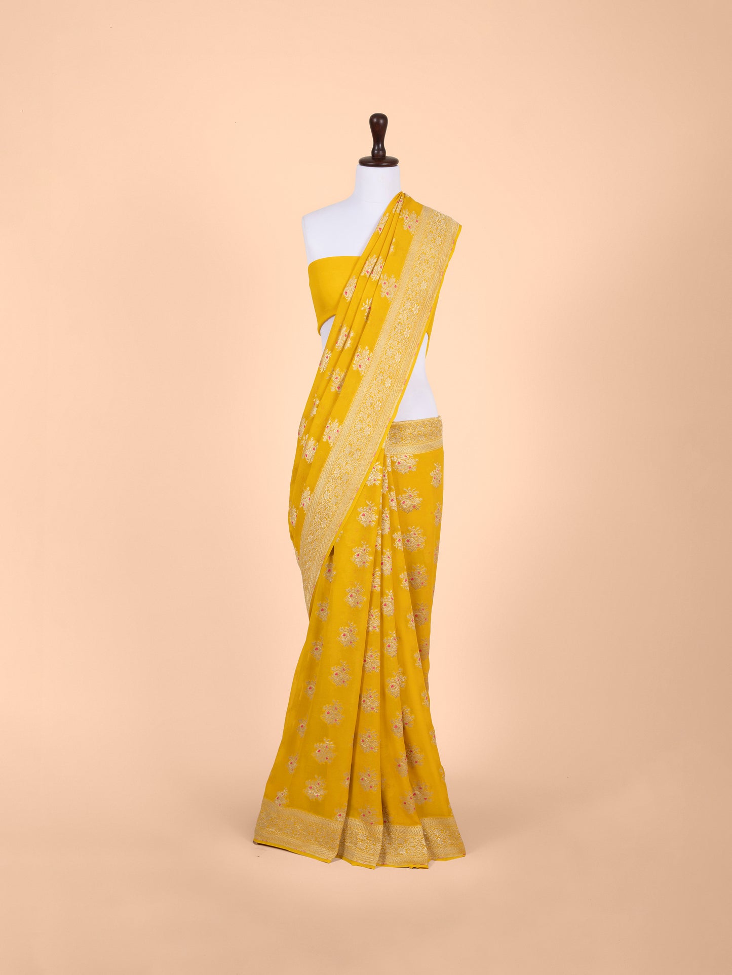 Handwoven Mustard Georgette Saree