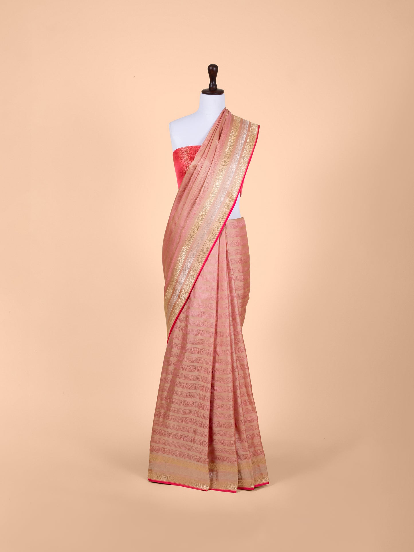 Handwoven Peach Satin  Saree