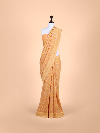 Handwoven Mustard georgette Saree