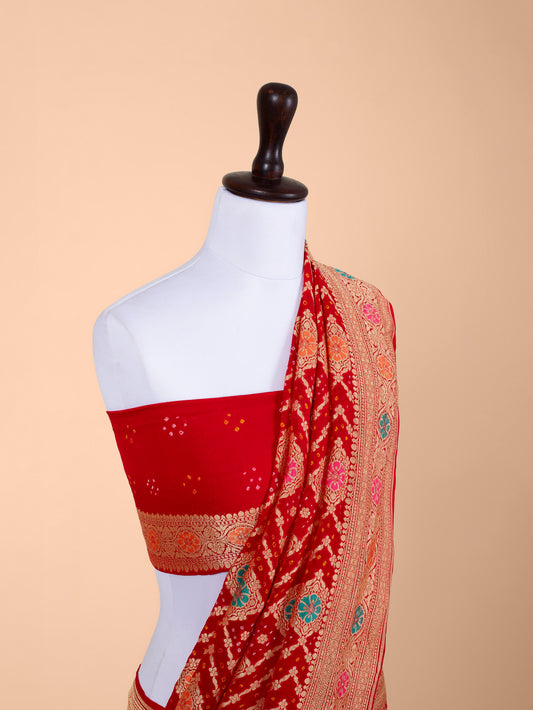 Handwoven Red georgette Saree