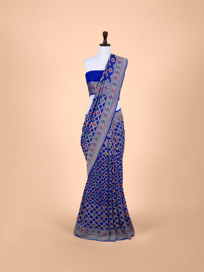 Handwoven Blue georgette Saree