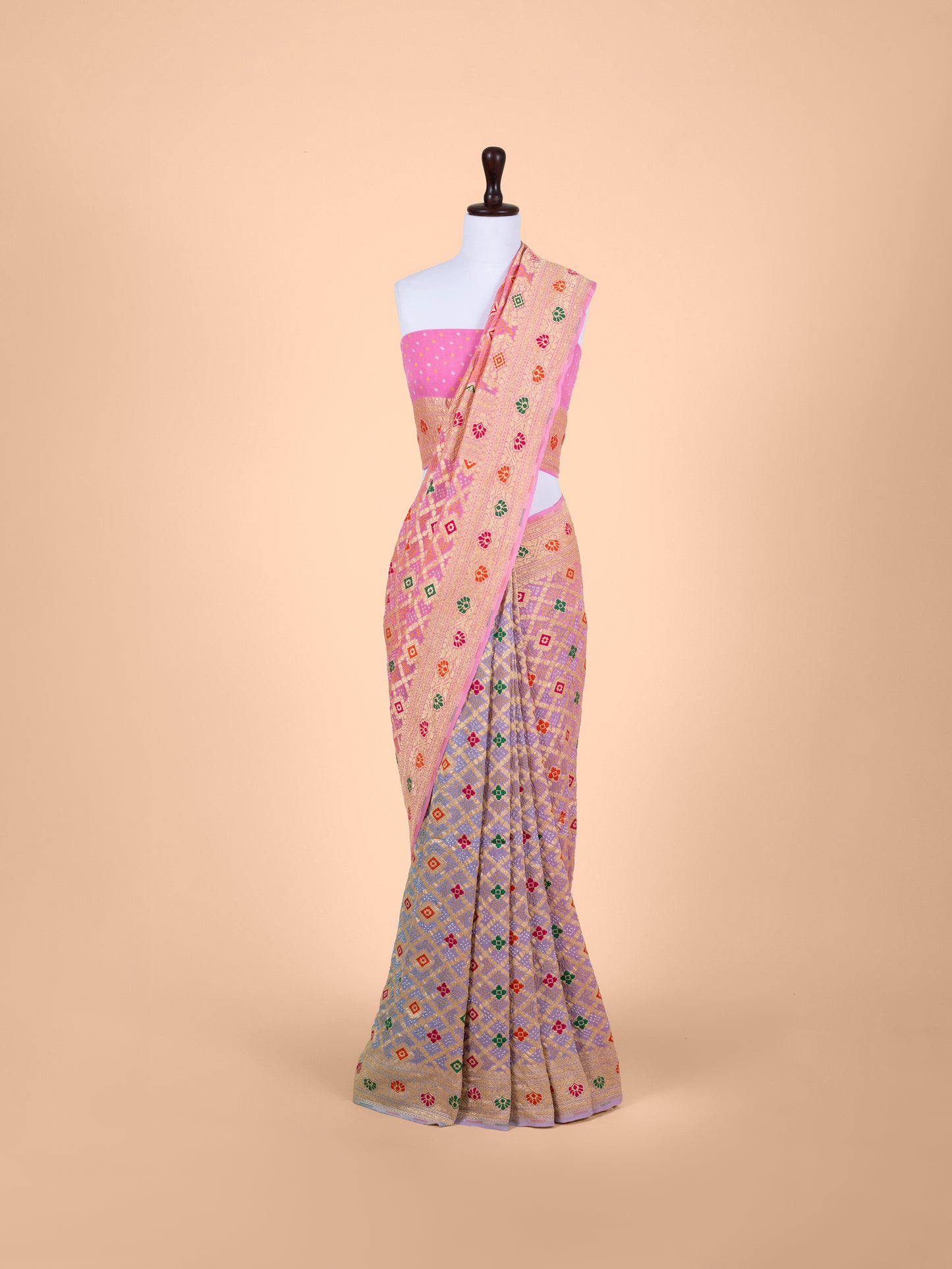 Handwoven Mauve georgette Saree