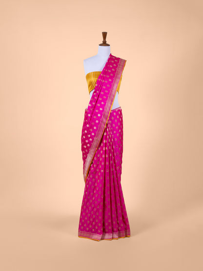 Handwoven Rani Pink Satin Silk Saree