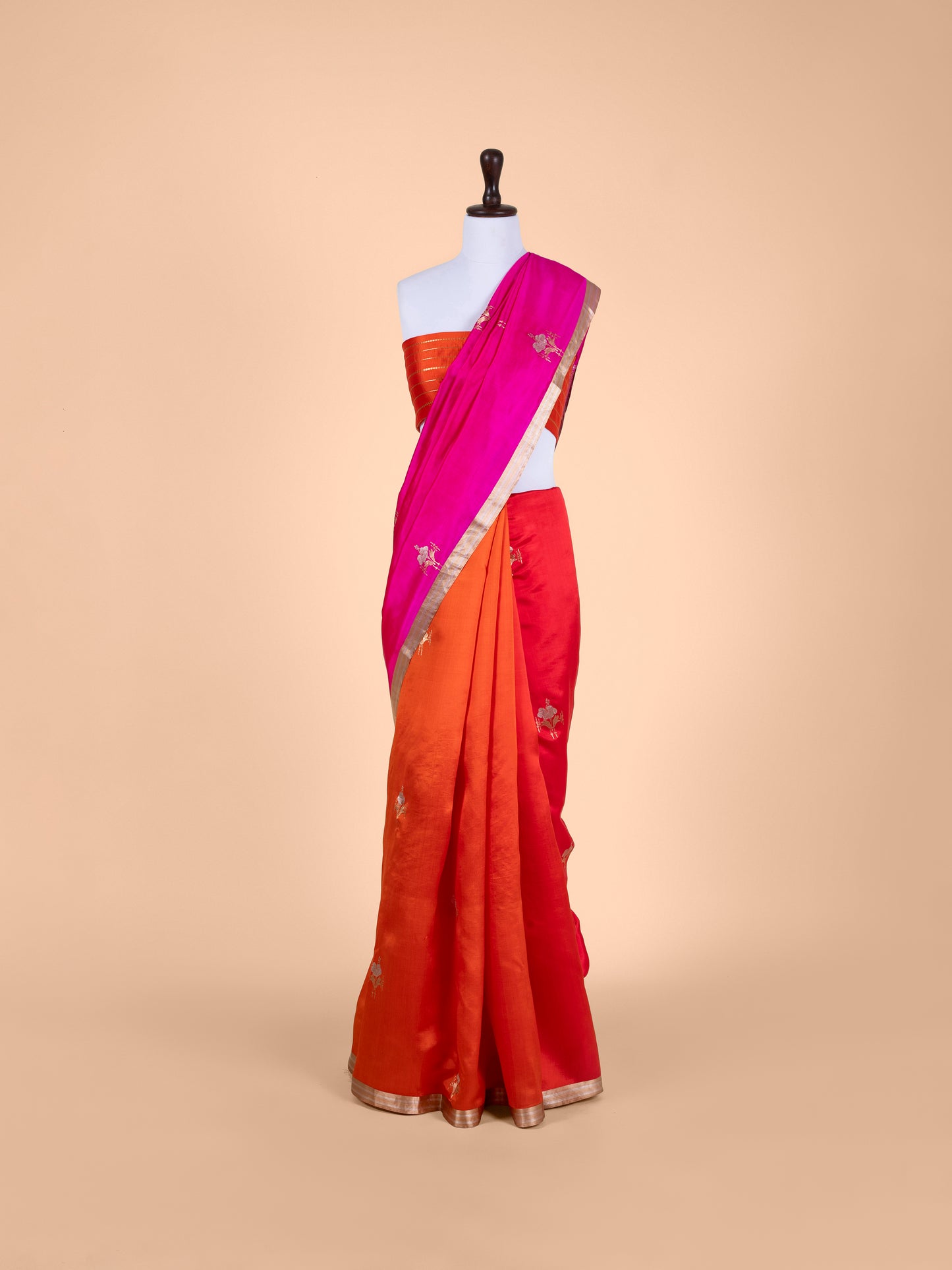 Handwoven Rani Pink  silk Saree