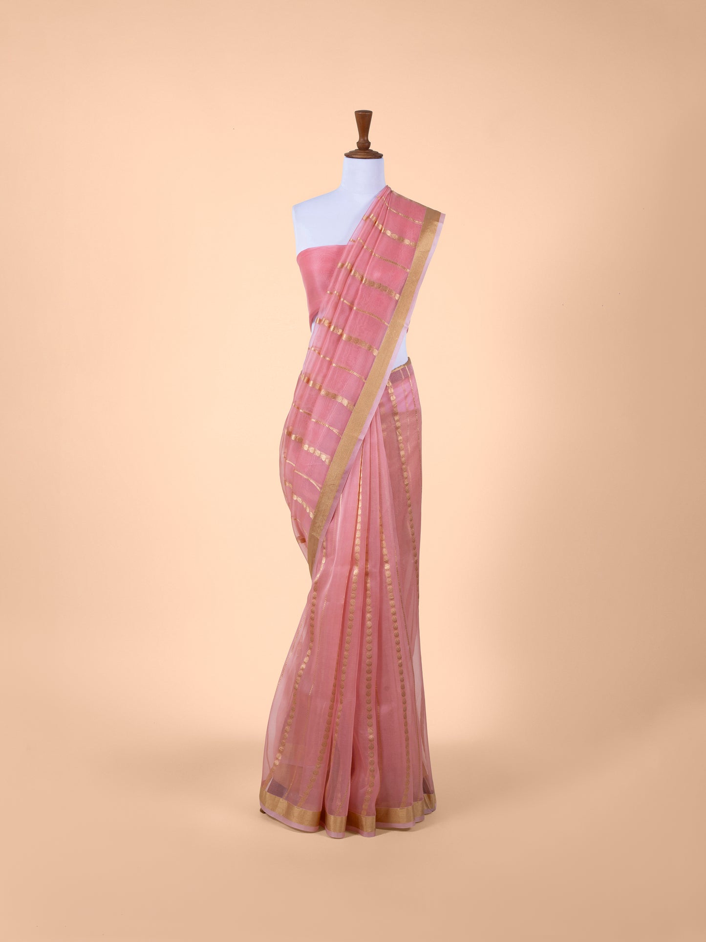 Handwoven Pink Organza Saree