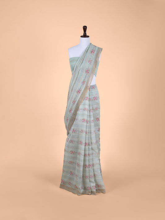 Handwoven Sea Green Chanderi Saree