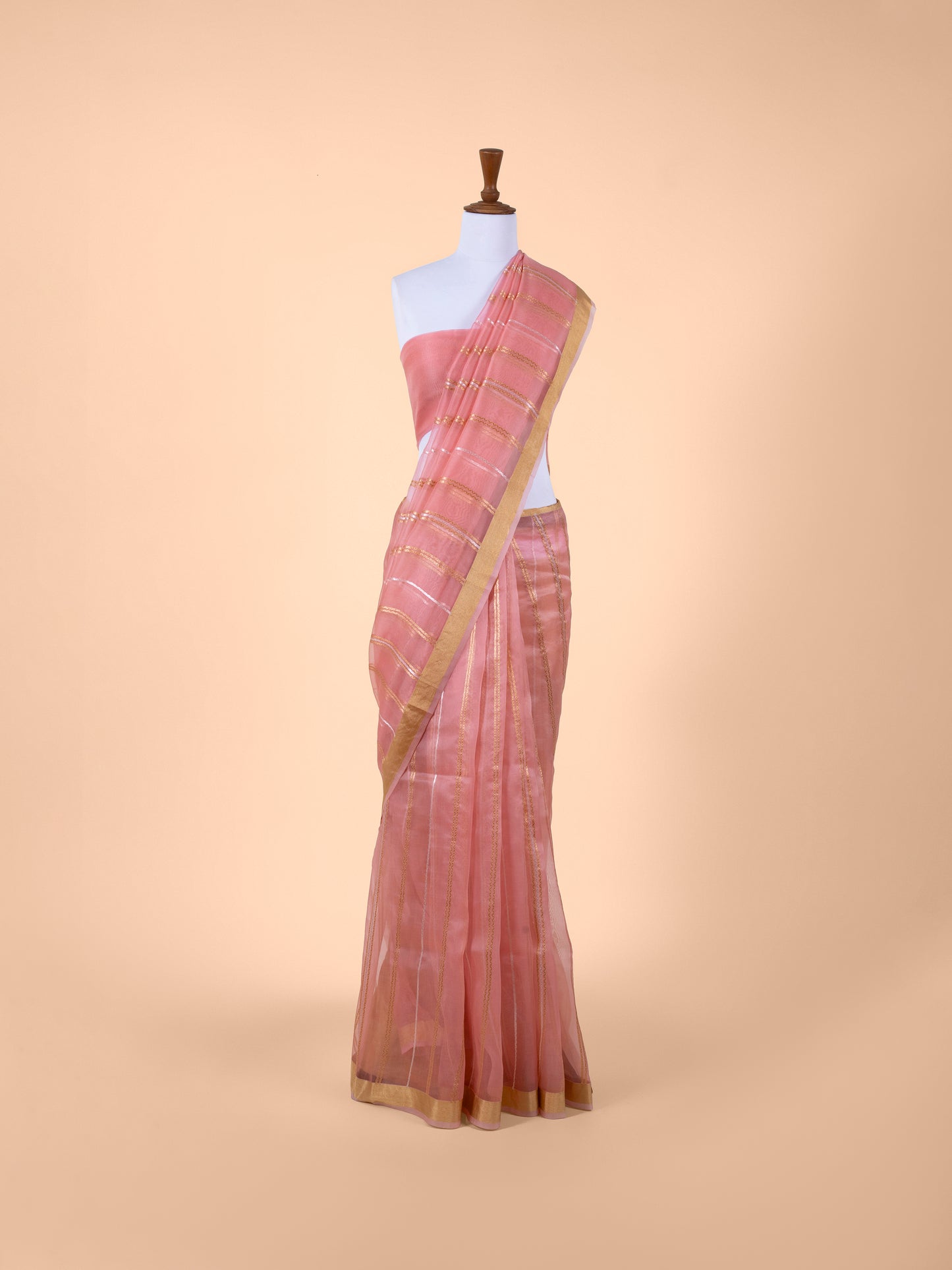 Handwoven Pink Organza Saree