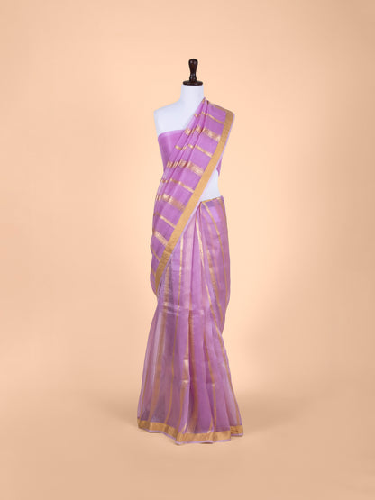 Handwoven Mauve Organza Saree