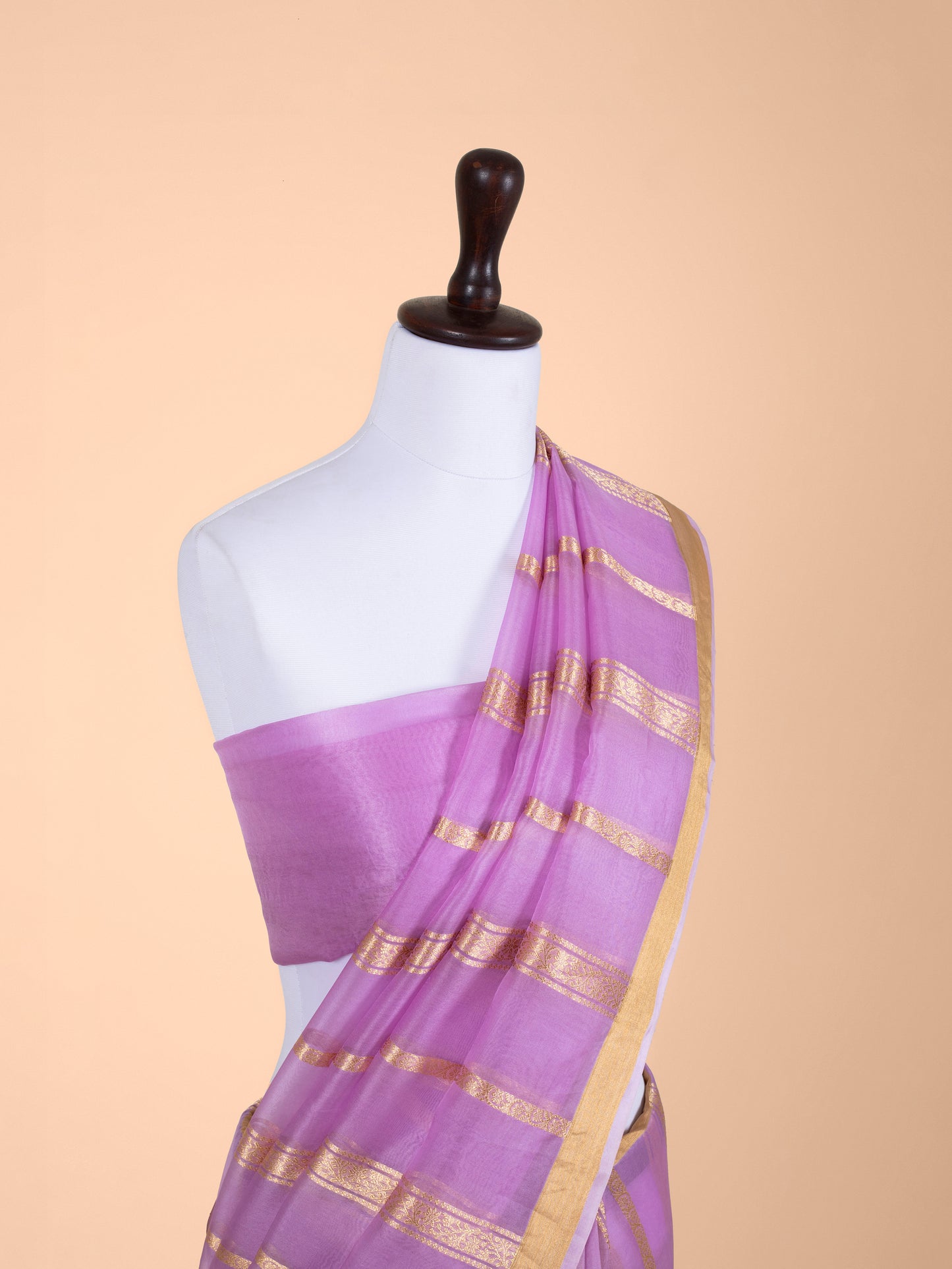 Handwoven Mauve Organza Saree