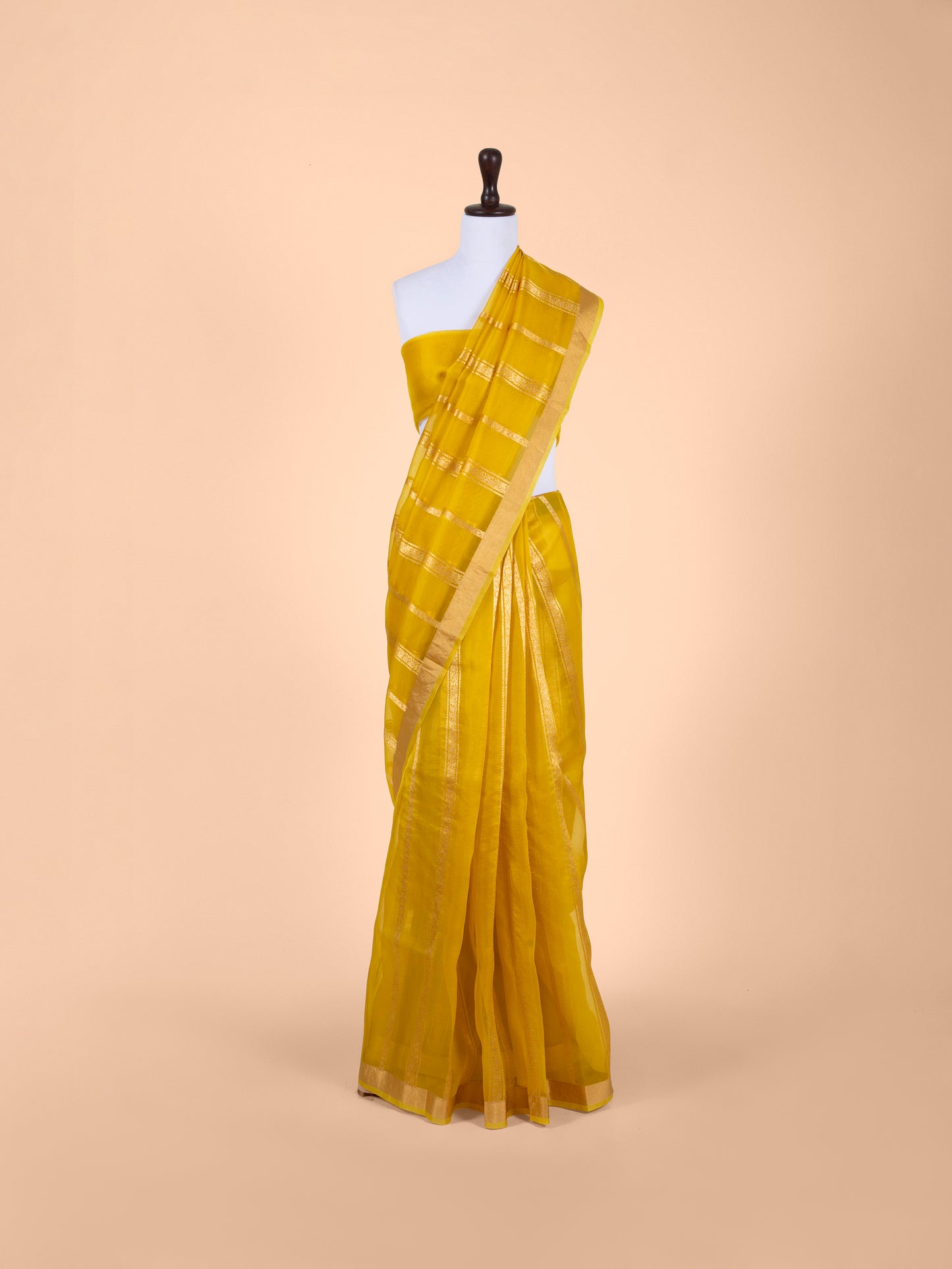 Handwoven Yellow Organza Saree