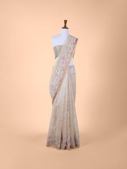 Handwoven Grey Chanderi Saree