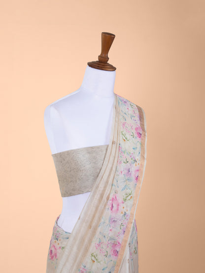 Handwoven Grey Chanderi Saree