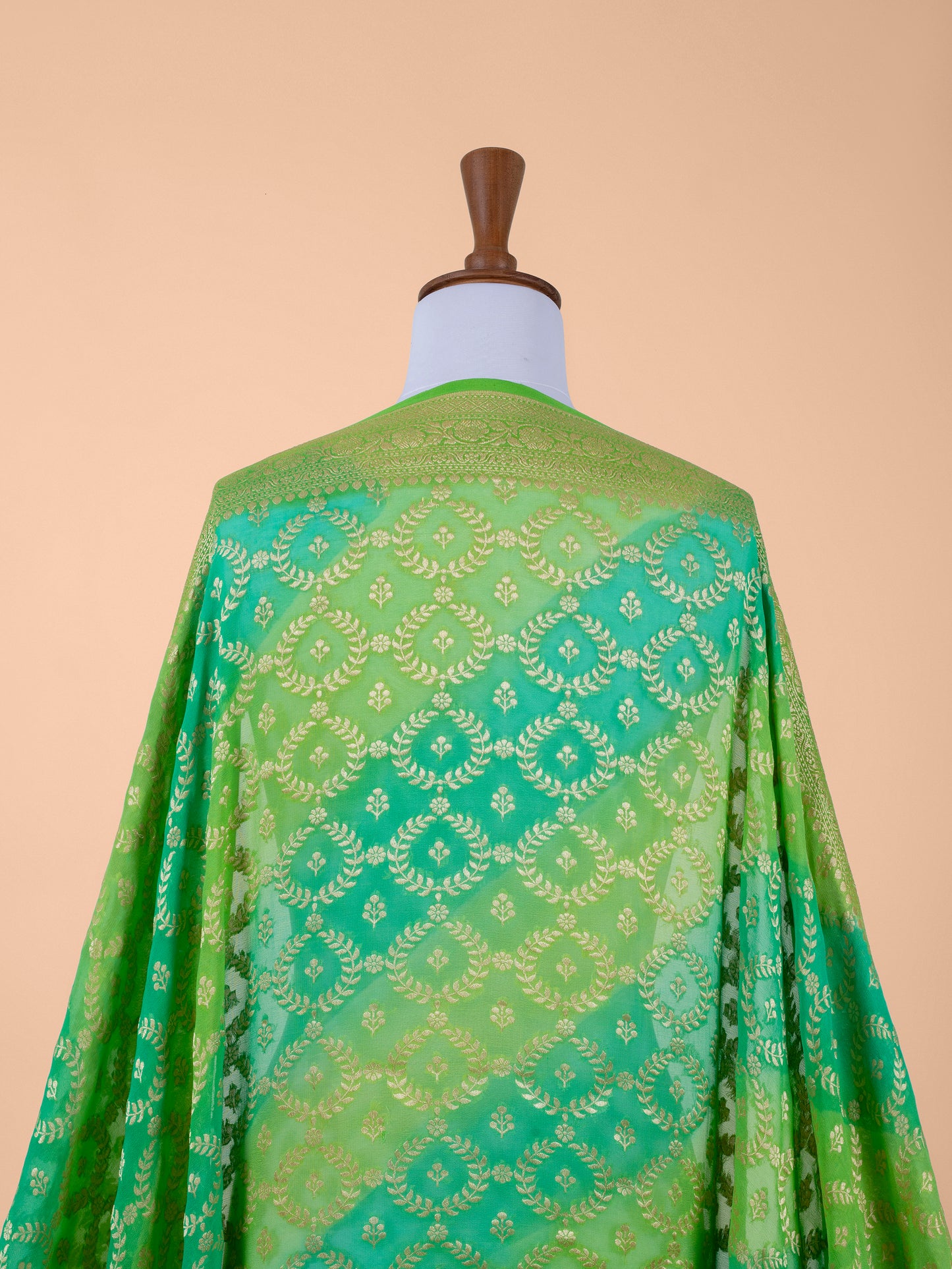 Handwoven Green Georgette Dupatta