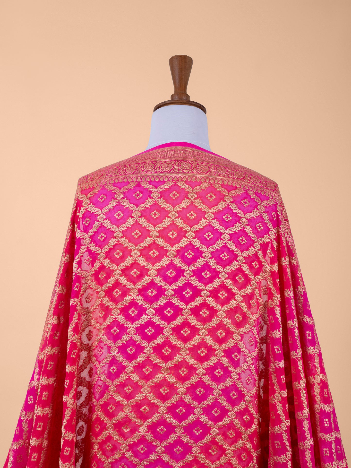 Handwoven Rani Pink Georgette Dupatta