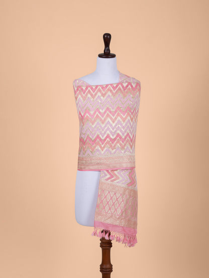 Handwoven Pink Georgette Dupatta