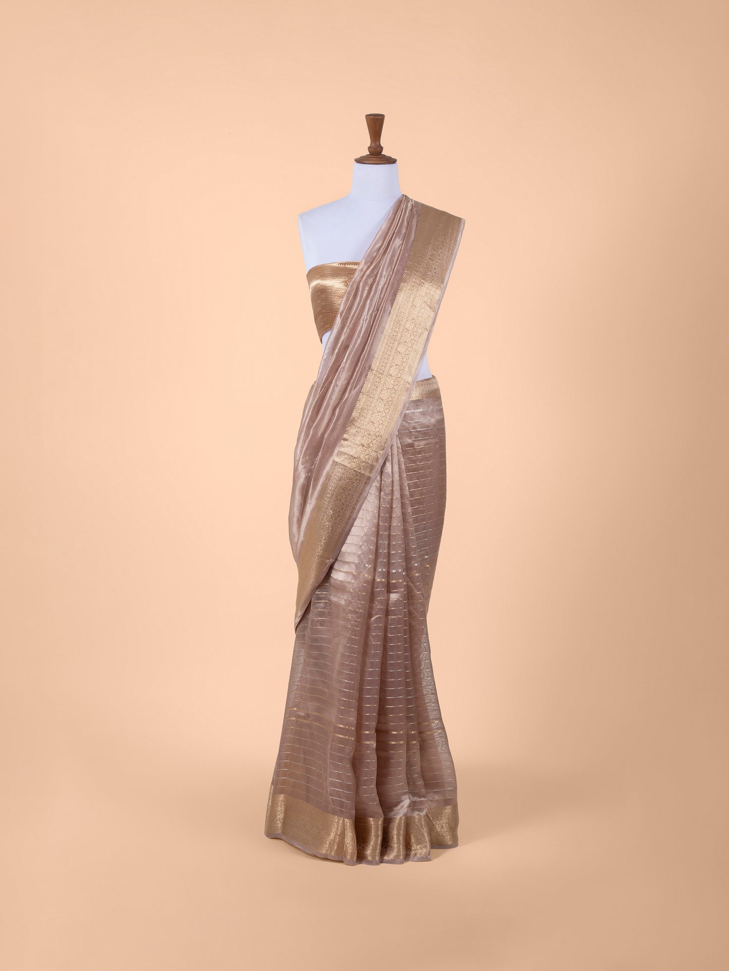 Handwoven Beige Organza Saree