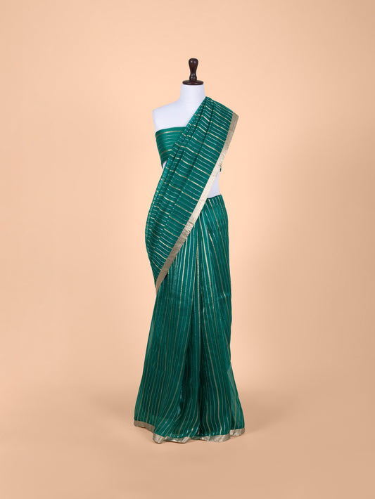 Handwoven Green Organza  Saree