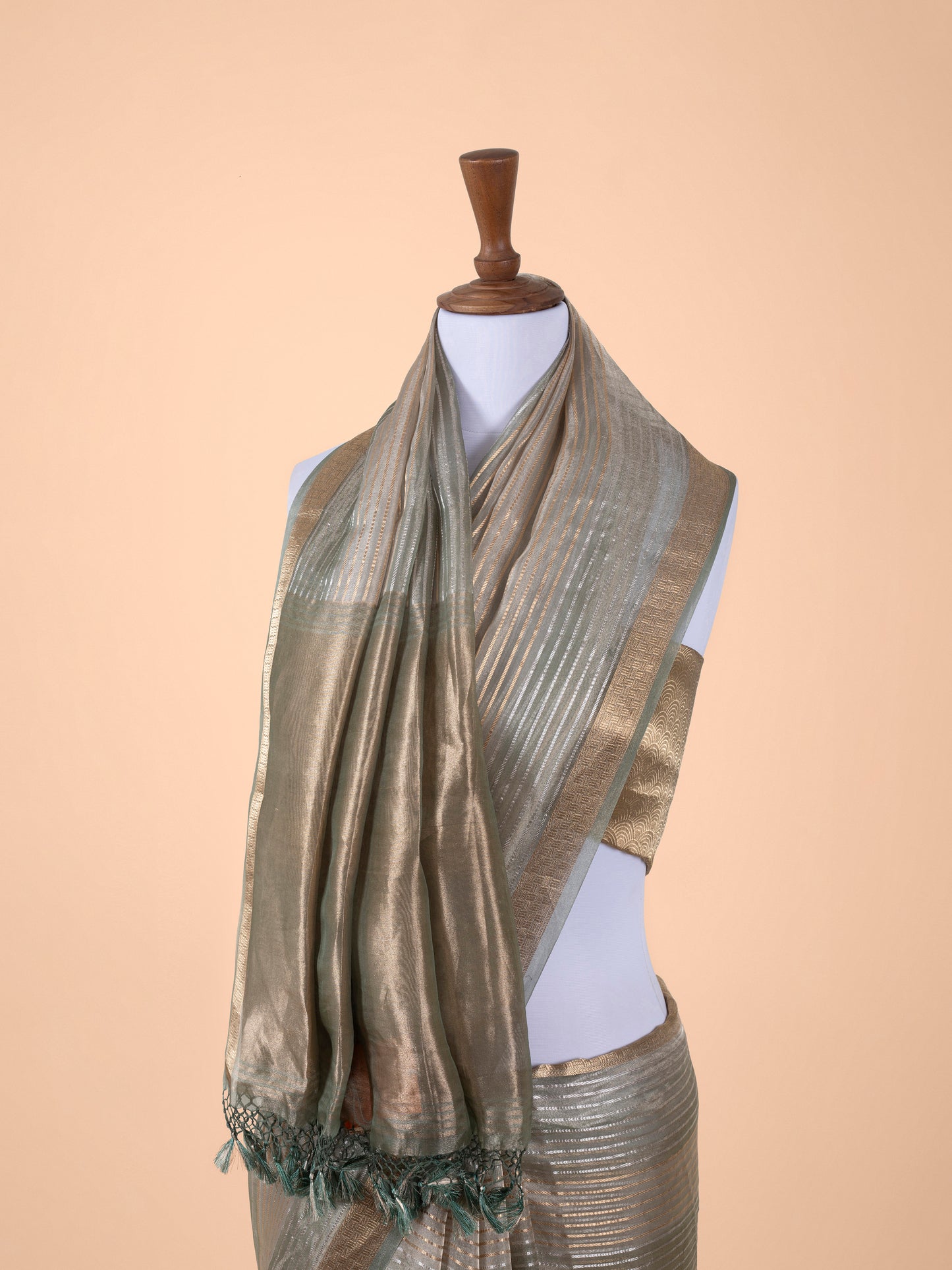 Handwoven Pista Green Organza Saree