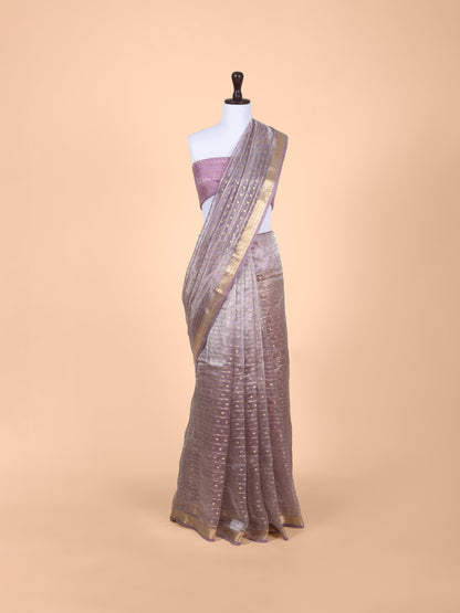 Handwoven Mauve Organza  Saree