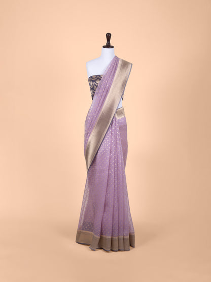 Handwoven Mauve Organza Saree