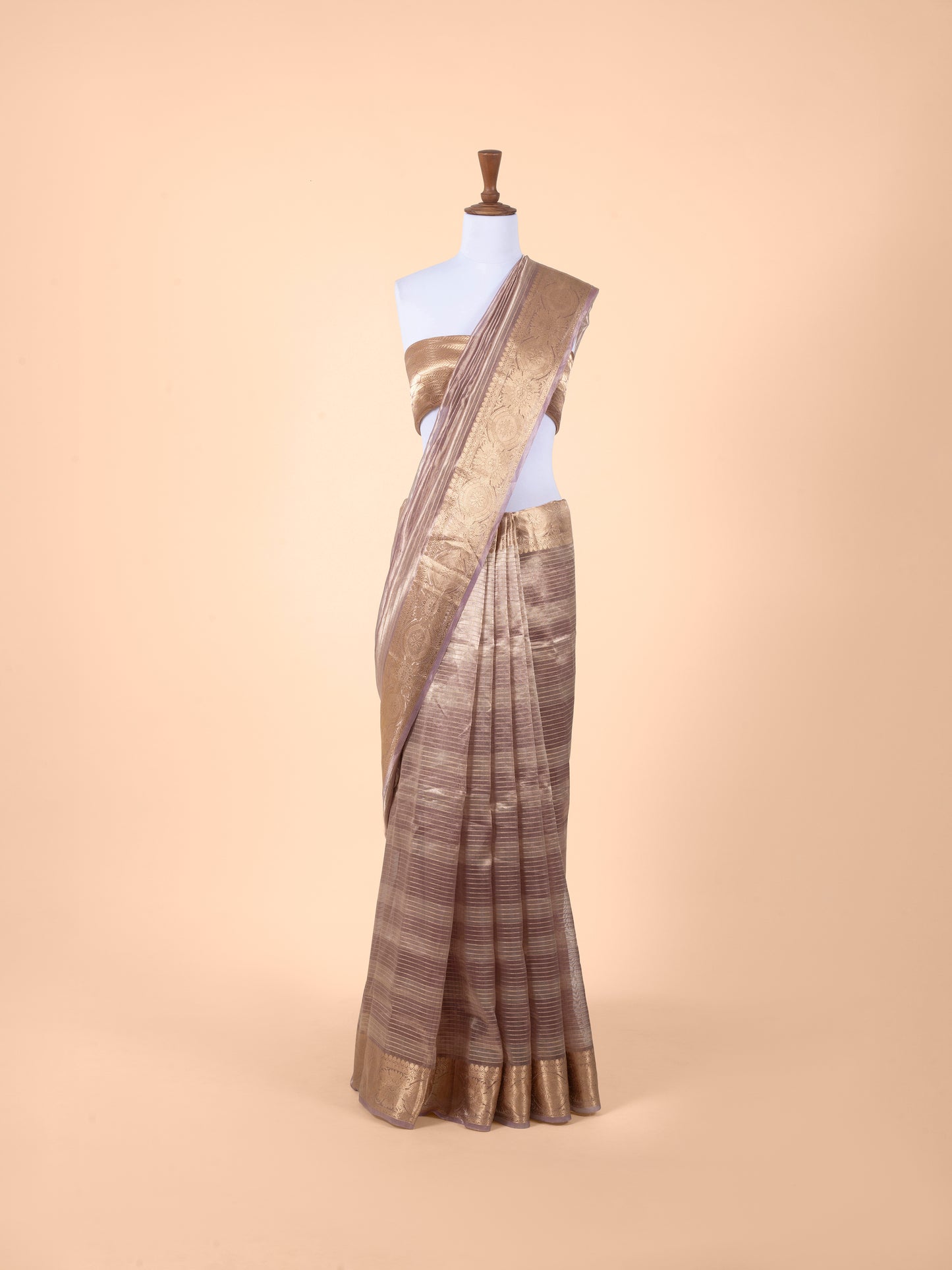 Handwoven Mauve Tissue Saree