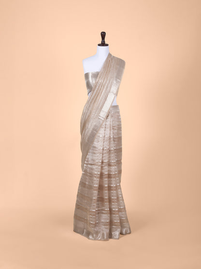 Handwoven Beige Organza Saree