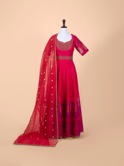 Handwoven Rani Pink Silk Suit