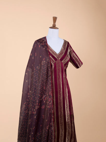 Handwoven Maroon Silk Tunic Set