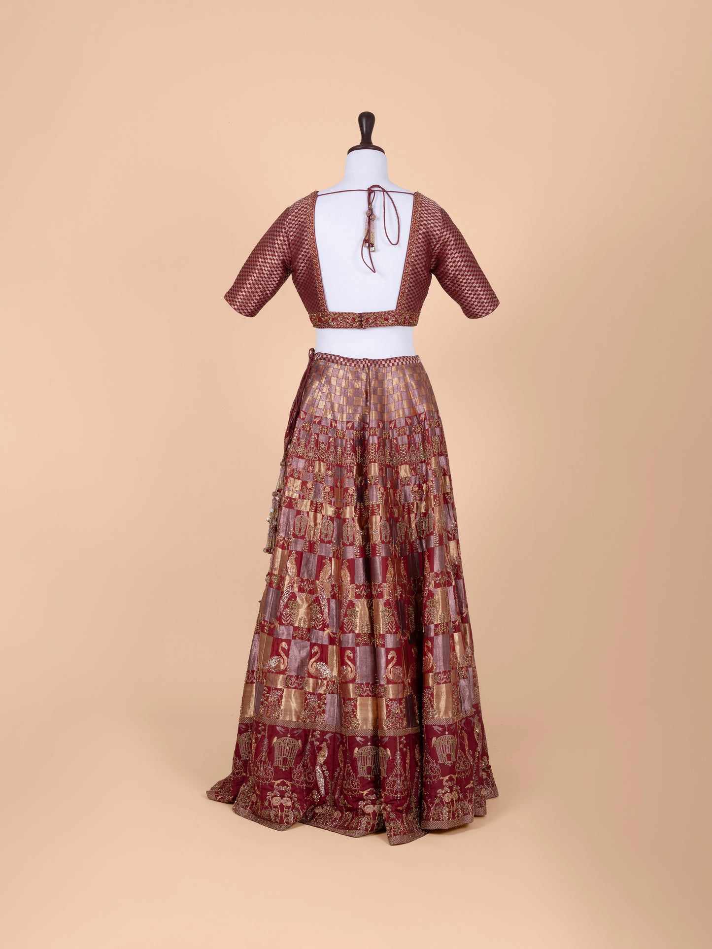 Handwoven Maroon Silk Lehenga