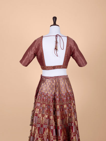 Handwoven Maroon Silk Lehenga