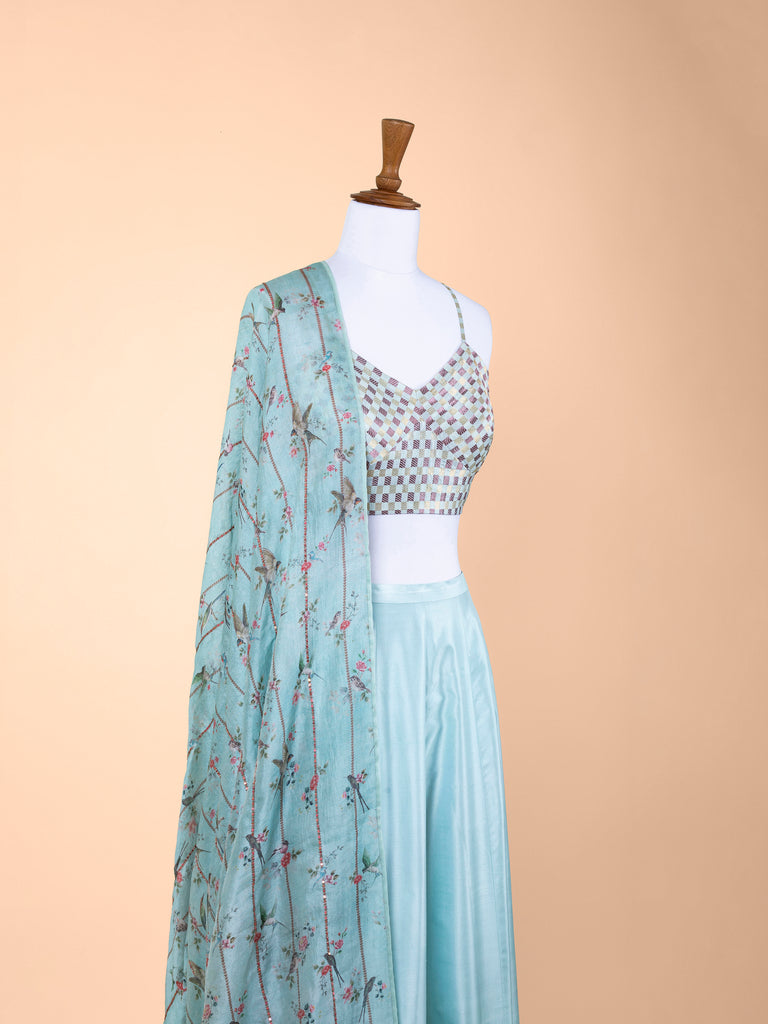 Handwoven Sea Green Silk Lehenga
