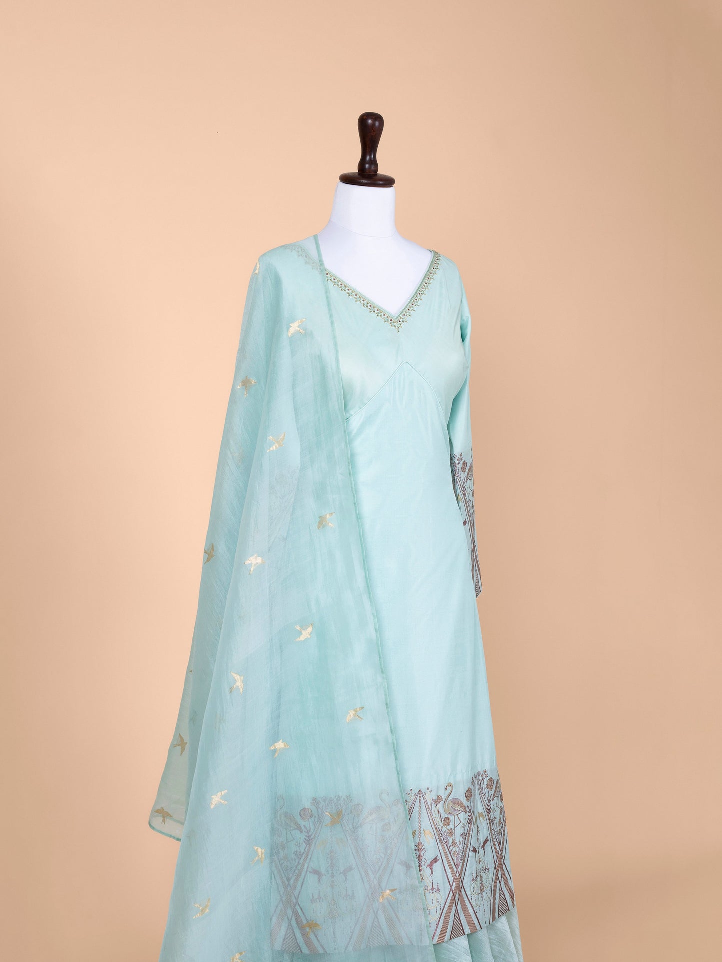 Handwoven Blue Silk Suit Set
