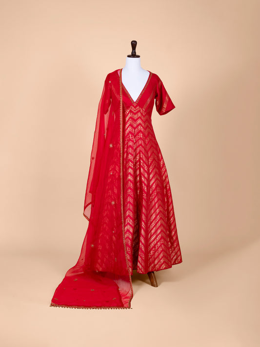 Handwoven Rani Pink Silk Suit Set