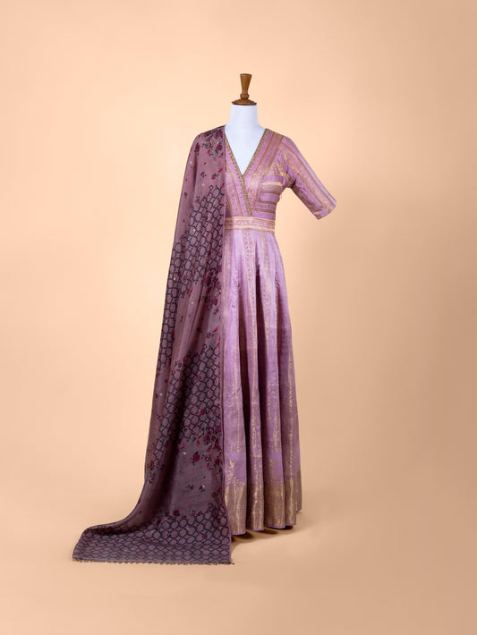 Handwoven Purple Silk Suit Set