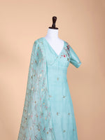 Handwoven Aqua Green Silk Suit
