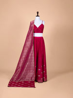 Handwoven Maroon Silk Lehenga