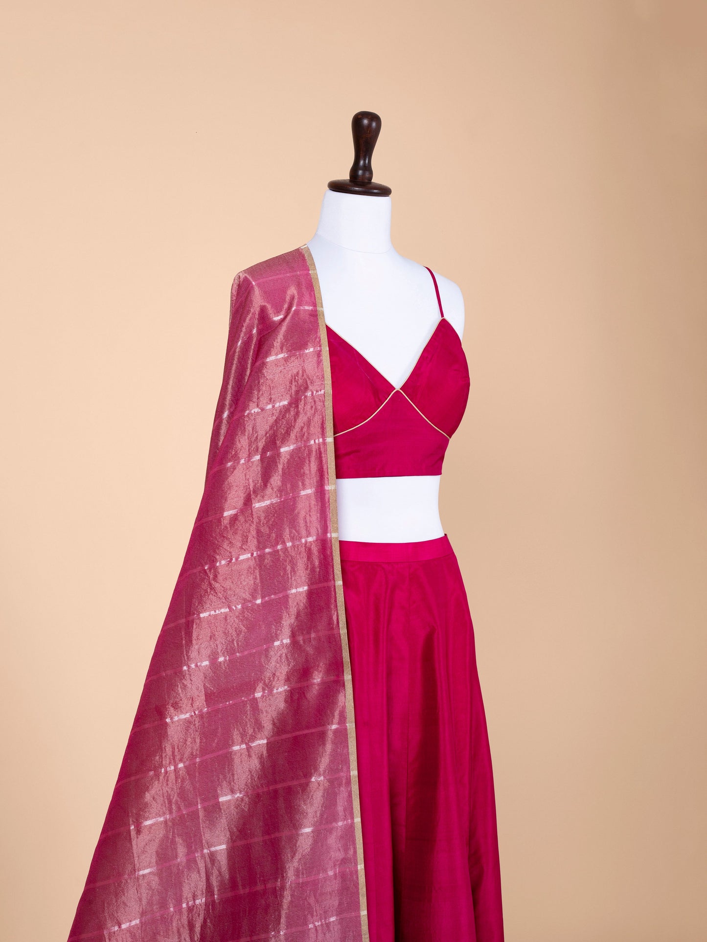 Handwoven Maroon Silk Lehenga