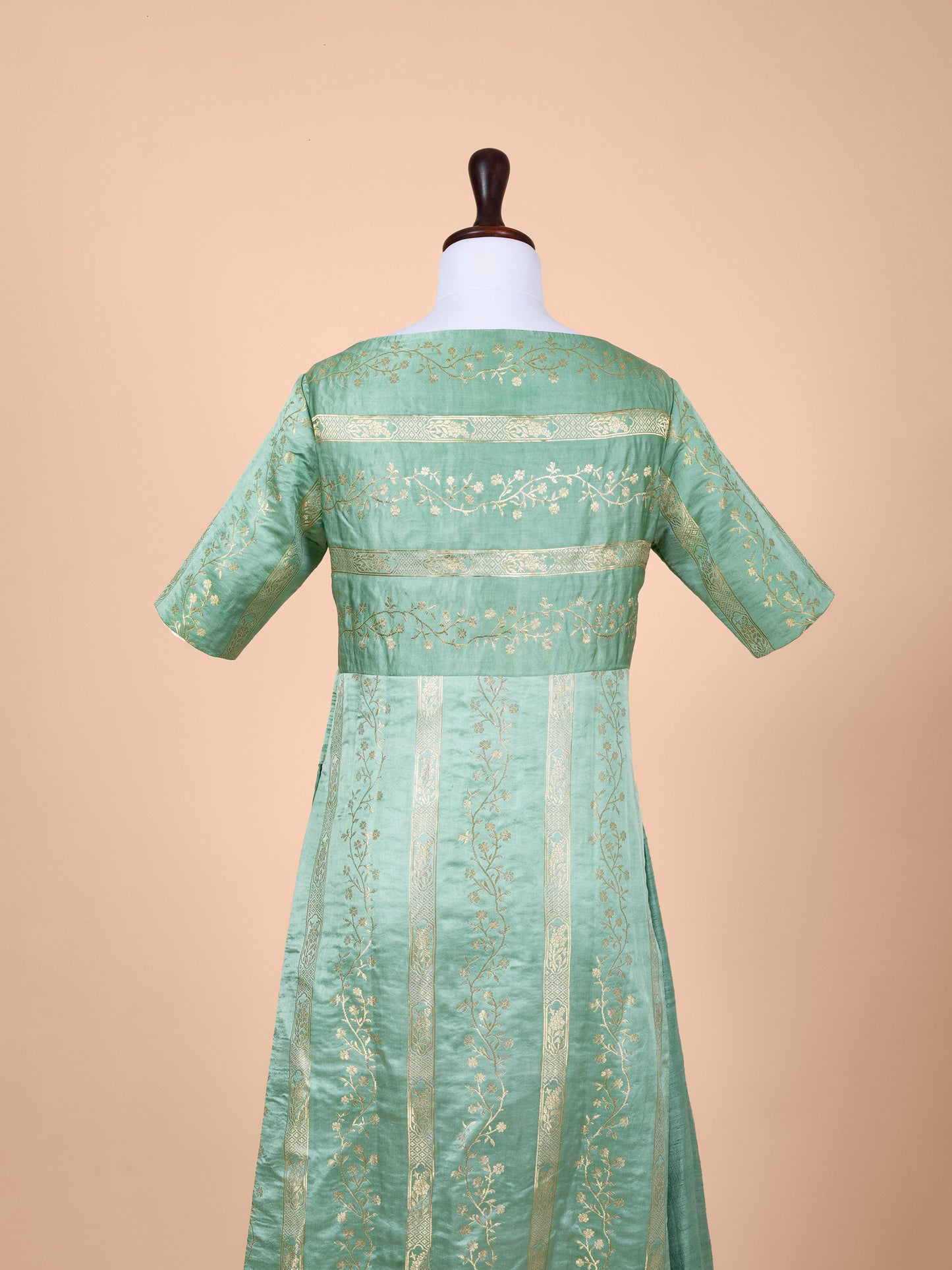 Handwoven Sea Green Satin Silk Suit