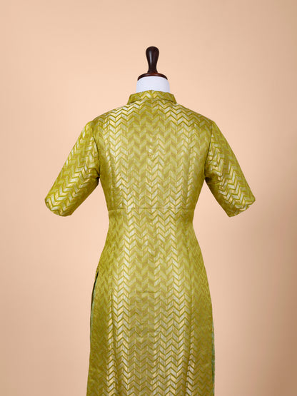 Handwoven Green Satin Silk Suit