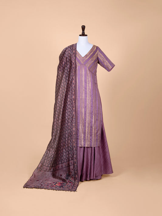 Handwoven Purple Silk Suit Set