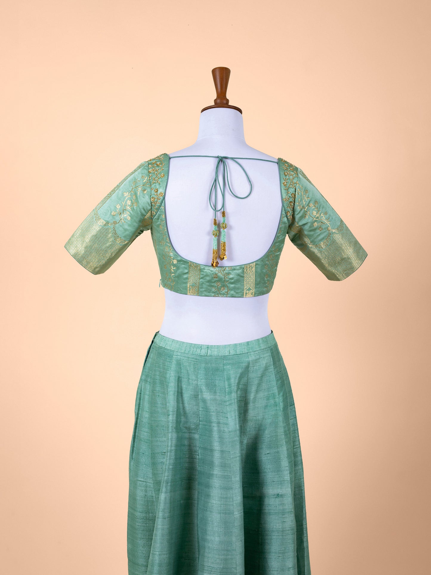 Handwoven Sea Green Silk Lehenga