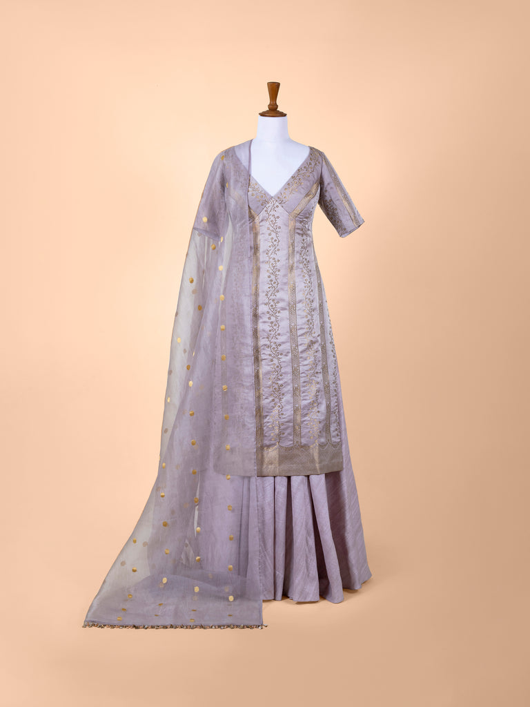 Handwoven Off White Silk Suit Piece