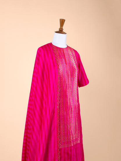 Handwoven Rani Pink Silk Suit